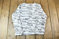 Vintage 1990s Chico's Design Ribbed Long Sleeve All-Over-Print Languages of Love Graphic T-Shirt