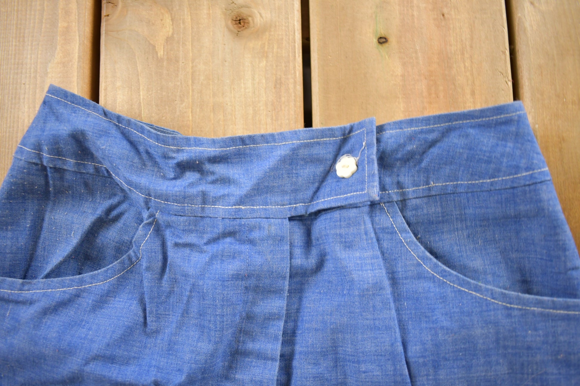 Vintage 1970s Seaton Hall Denim Trousers Size 26 x 28