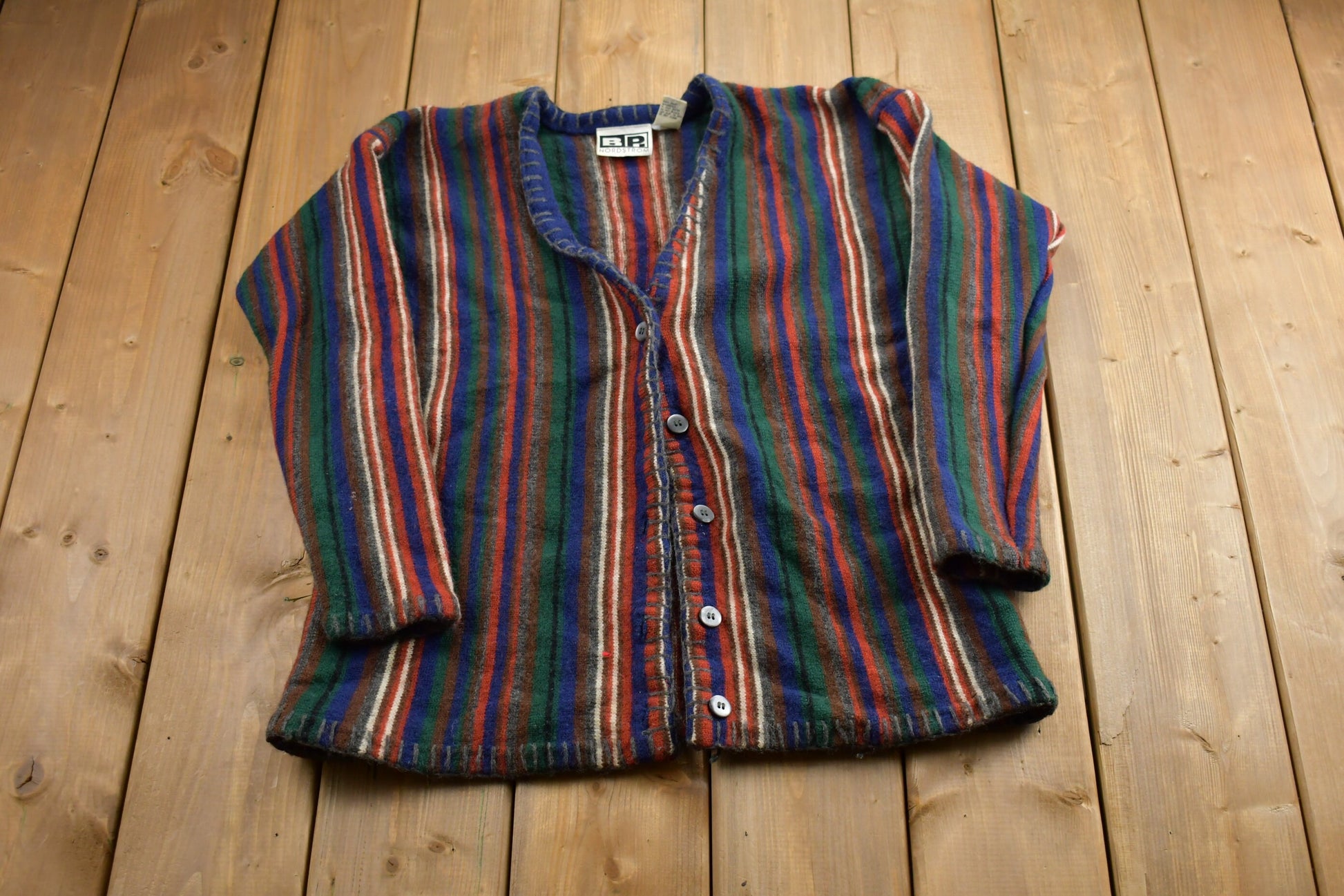 Vintage 1980s Nordstrom Wool Knitted Sweater / Vintage 80s Cardigan / Pattern Sweater / Outdoor / Hand Knit / Pullover Sweatshirt