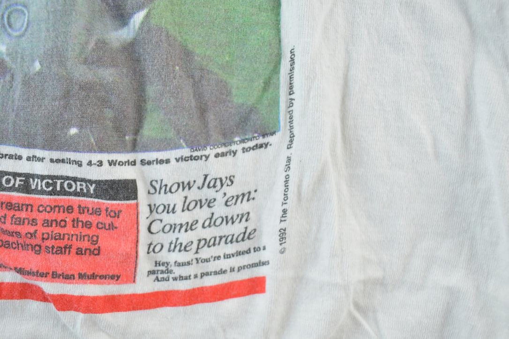 Vintage 1992 Toronto Blue Jays World Series Sunday Star MLB Graphic T-Shirt