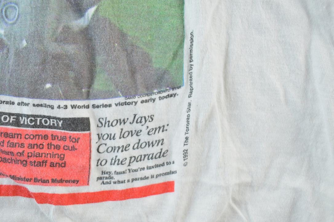 Vintage 1992 Toronto Blue Jays World Series Sunday Star MLB Graphic T-Shirt