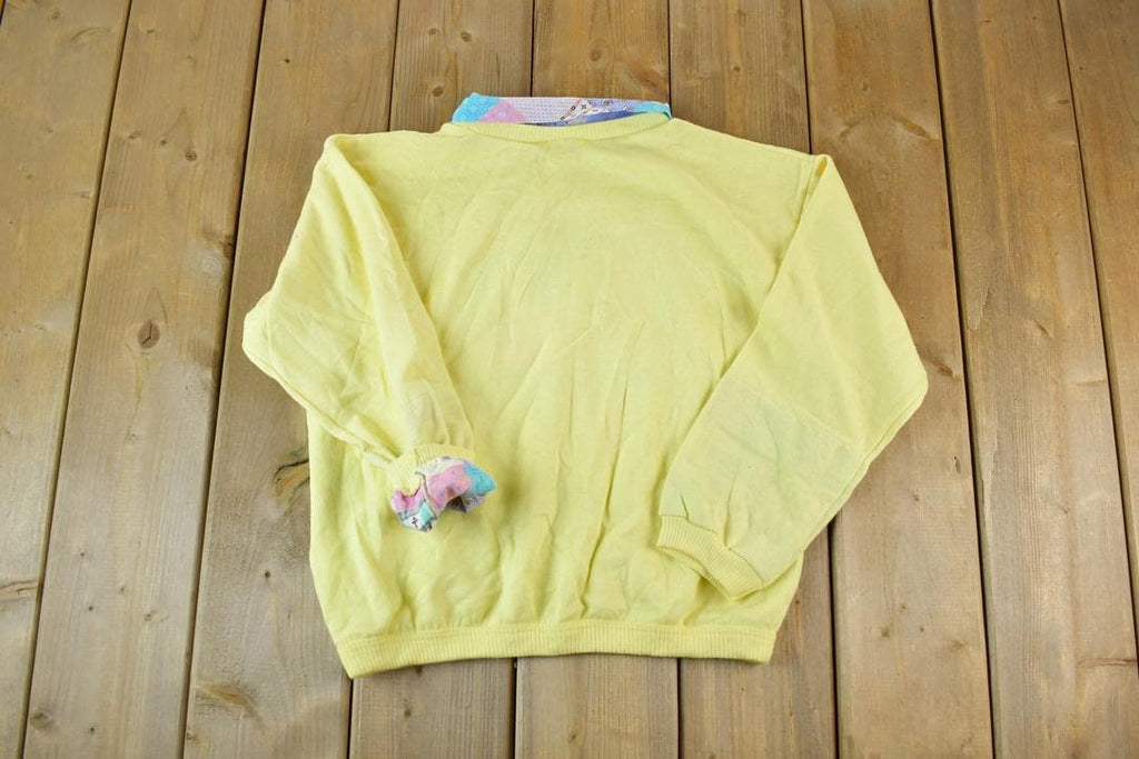 Vintage 1990s City Style Super Unique Collared Pink Cadillac Crewneck Sweatshirt Made In USA