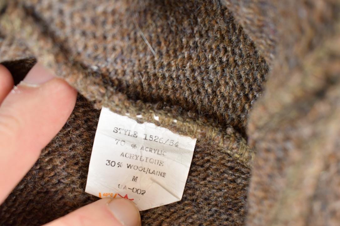 Vintage 1970s Wool Knit Cardigan Sweater Men's L