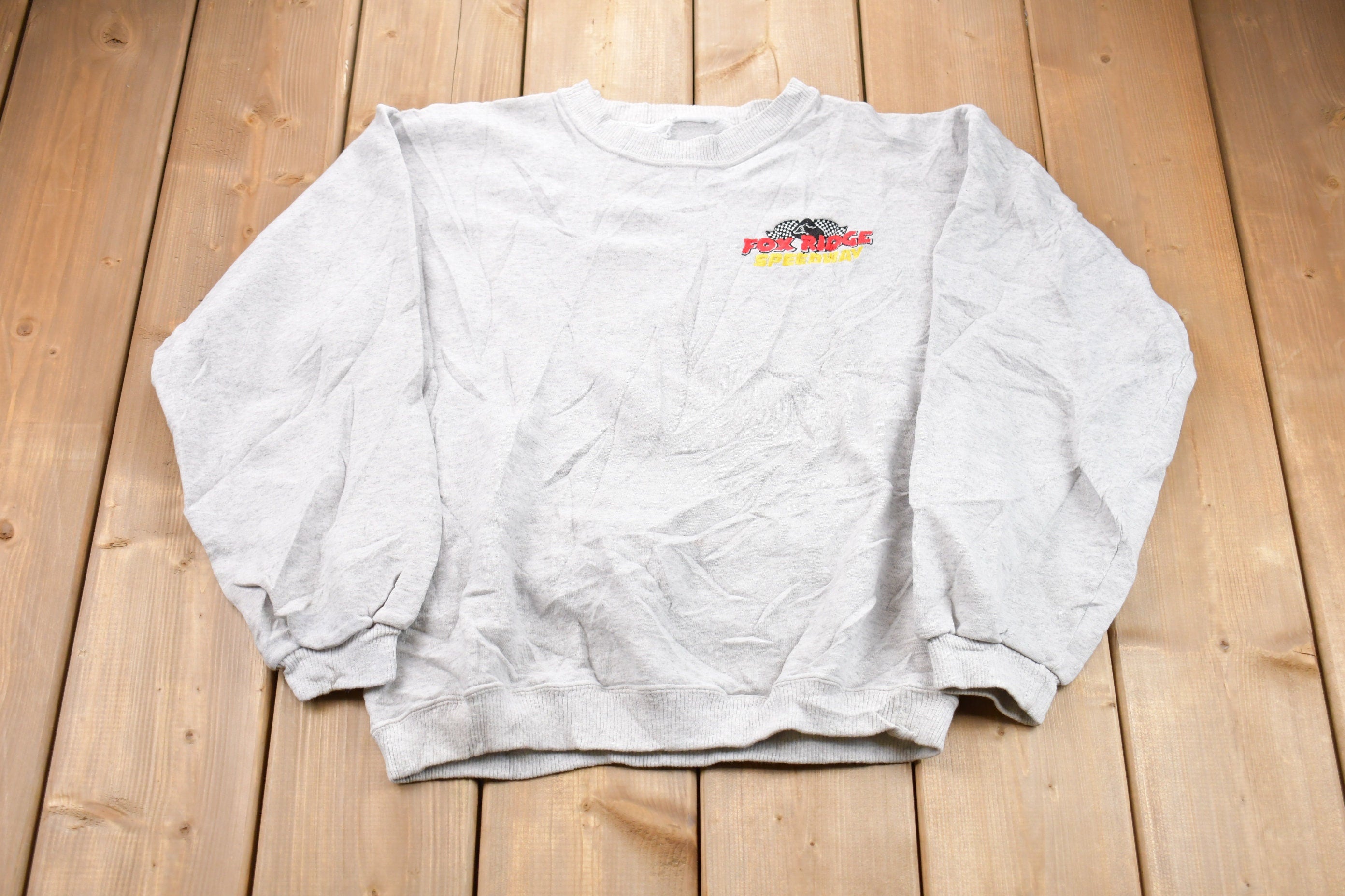 Vintage 1990s Fox Ridge Speedway Embroidered Crewneck Sweatshirt