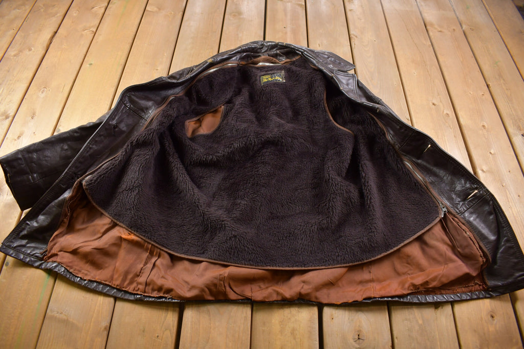 Vintage 1970s Sears The Mens Store Fur Lined Leather Jacket