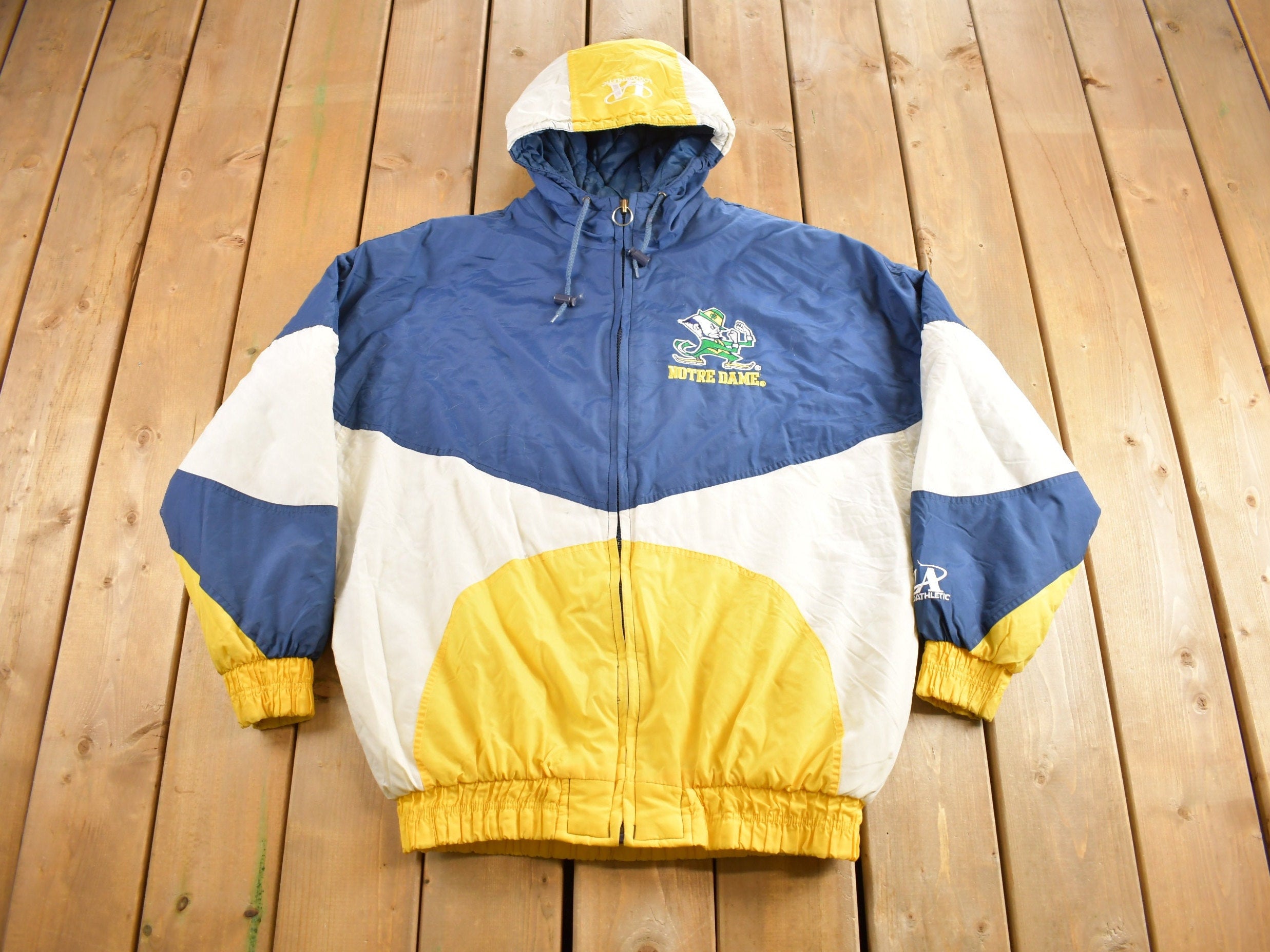 Vintage 1990s University of Notre Dame Fighting Irish Collegiate Jacket  Logo Athletic  Varsity Jacket  Sportswear  Americana