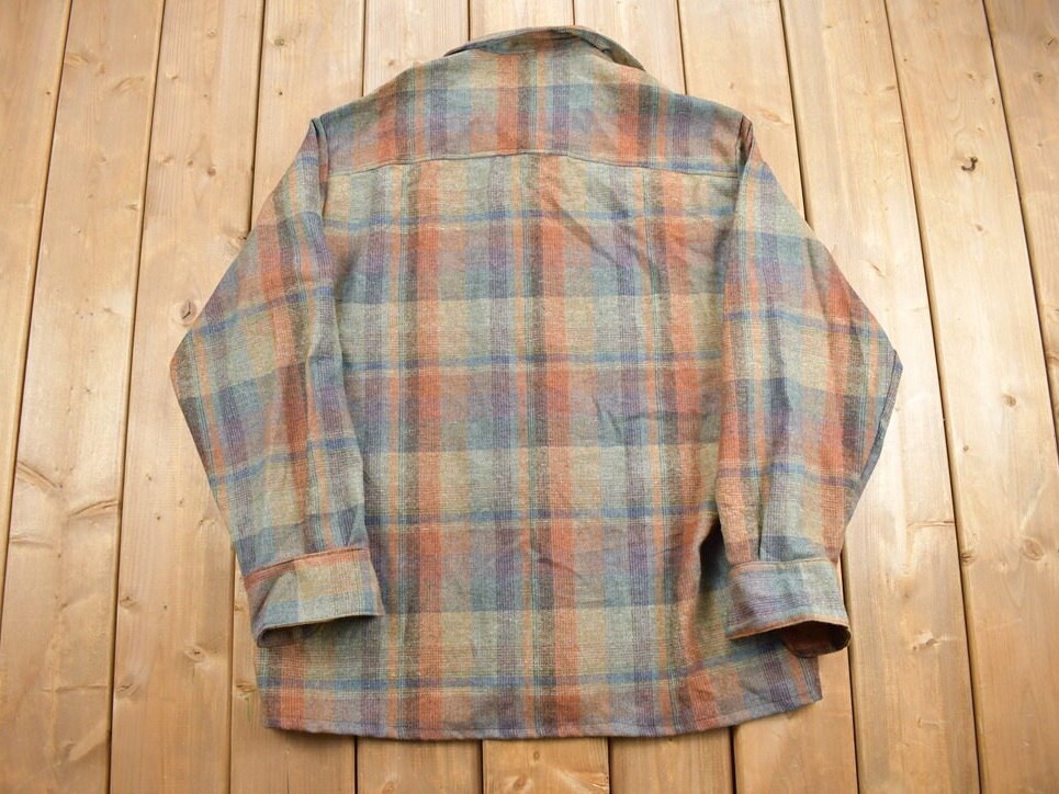 Vintage 1940s Plaid Wool Hunting Jacket / True Vintage / Earth Tone Plaid Jacket/ 1950s Jacket / Zip Up