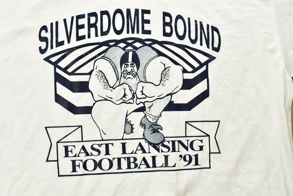 Vintage 1991 East Lansing Football Silver Dome Bound T-Shirt