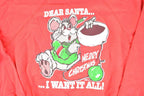 Vintage 1990s Dear Santa Cute Cartoon Mouse Christmas Crewneck Sweatshirt Men's L