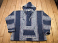 Vintage 1990s Baja Hooded Pullover Striped Knit Poncho Blanket Hoodie