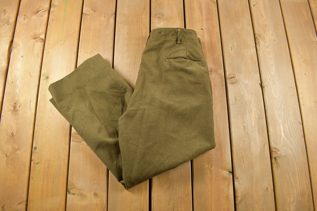 Vintage 1980s Military Green Army Pants Size 32 x 27