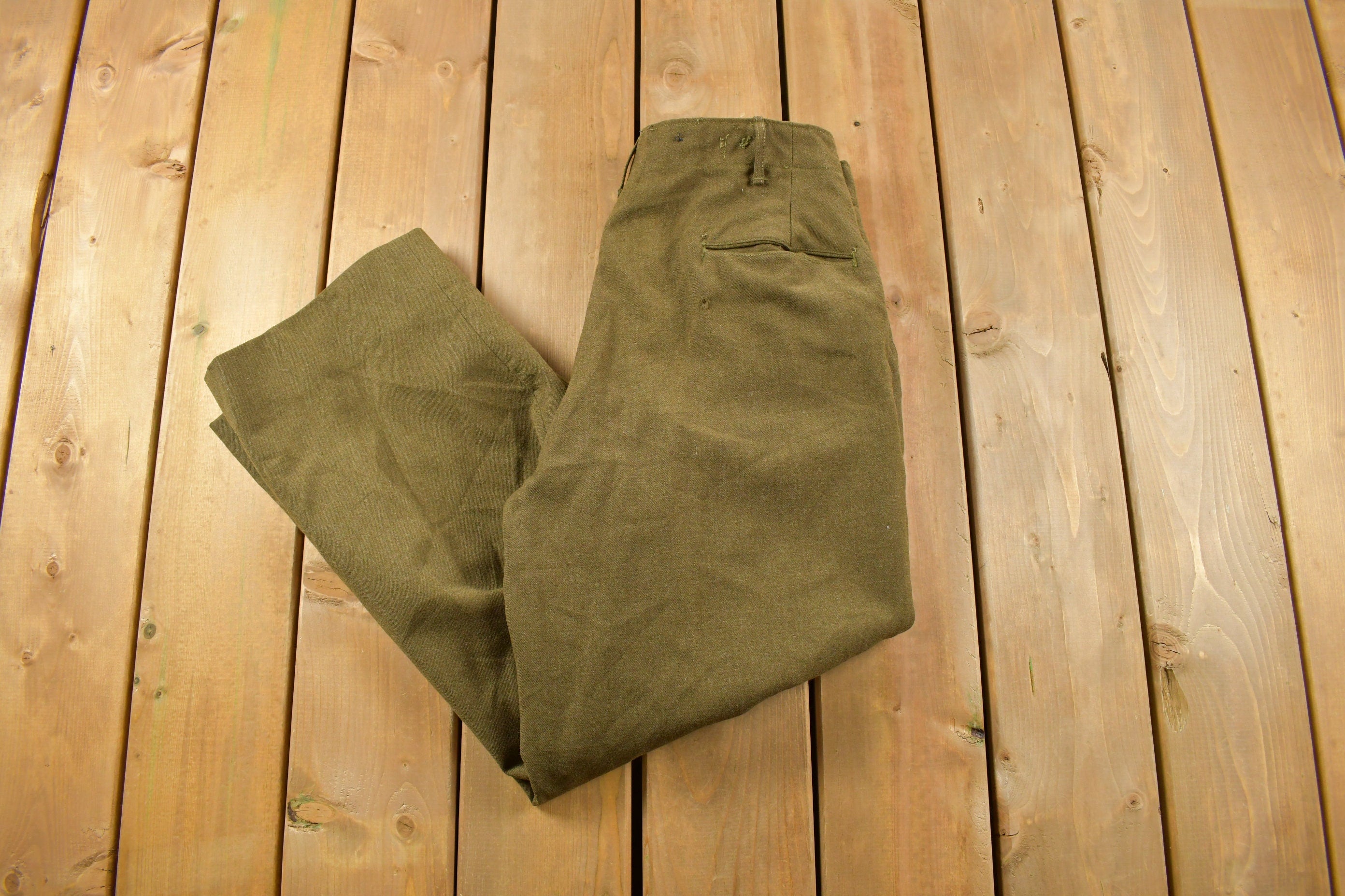 Vintage 1980s Military Green Army Pants Size 32 x 27