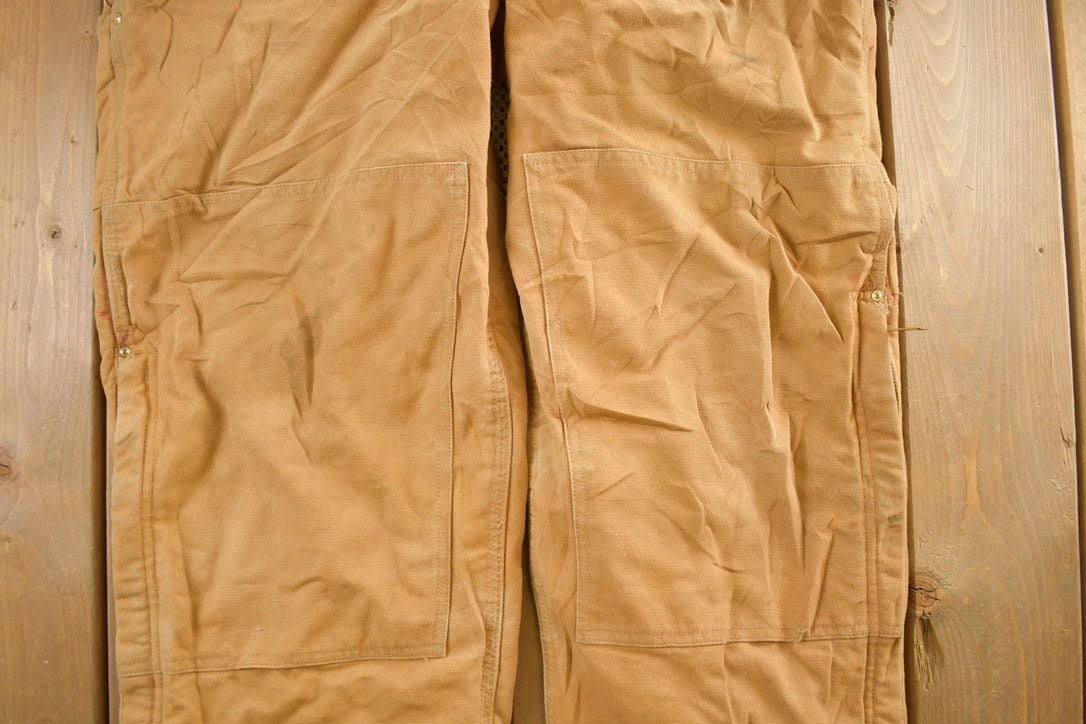 Vintage 1990s Carhartt Double Knee Canvas Overalls Size 42x30