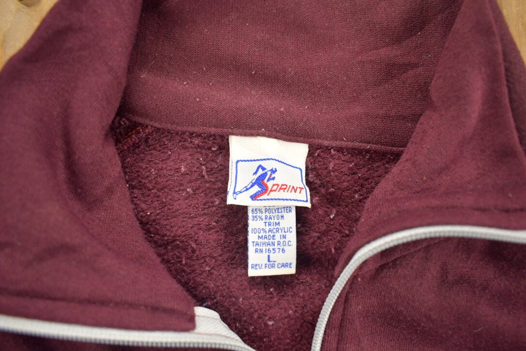Vintage 1990s Sprint Blank Maroon Zip-Up Sweatshirt