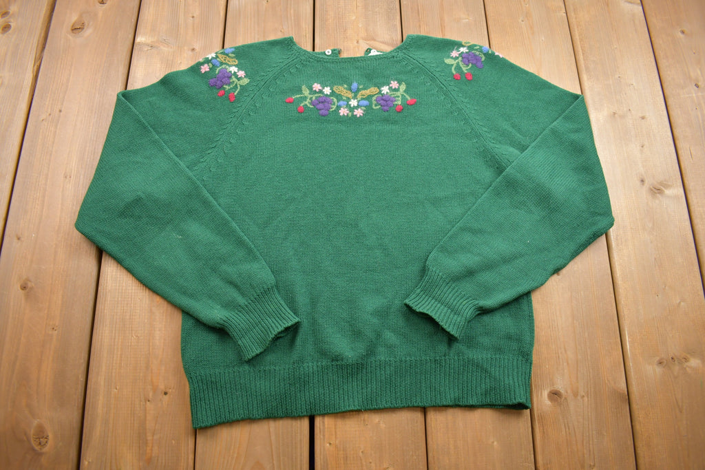 Vintage 1987s Floral Knit Crewneck Sweatshirt