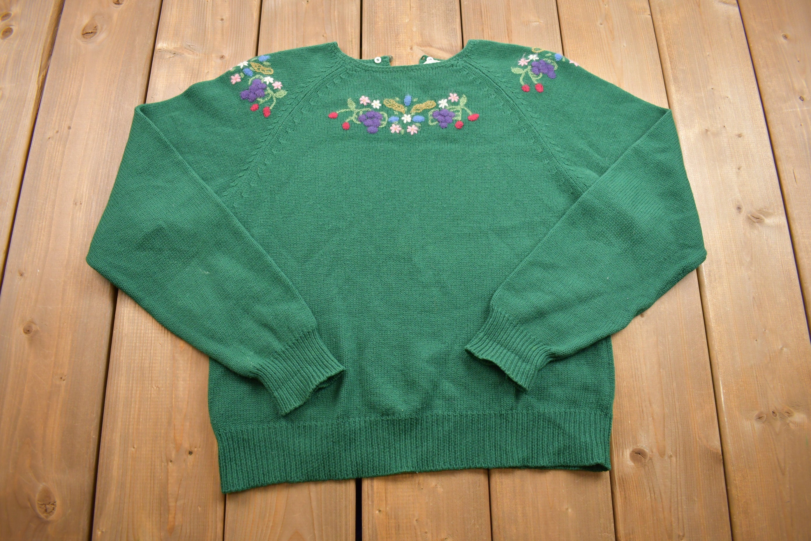Vintage 1987s Floral Knit Crewneck Sweatshirt