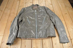 Vintage 1980s Sears Grey Leather Café Racer Jacket