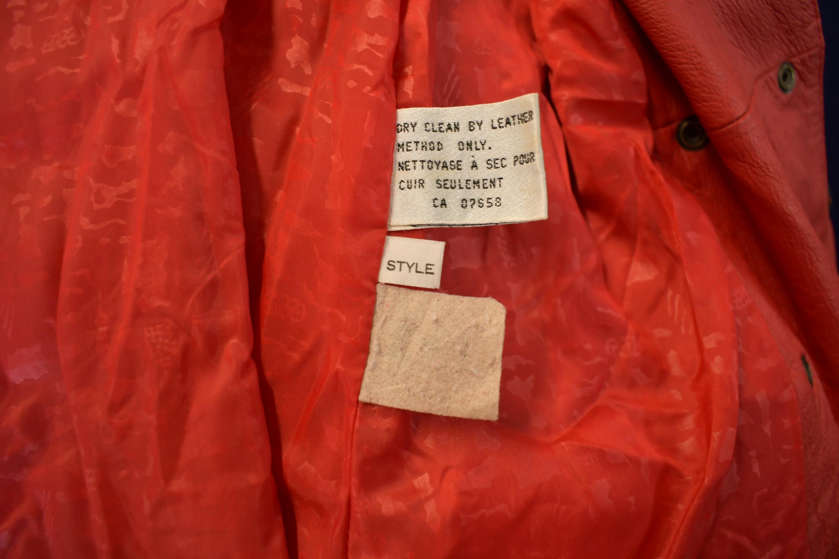 Vintage 1990s Pelle Club Genuine Leather Red Overcoat