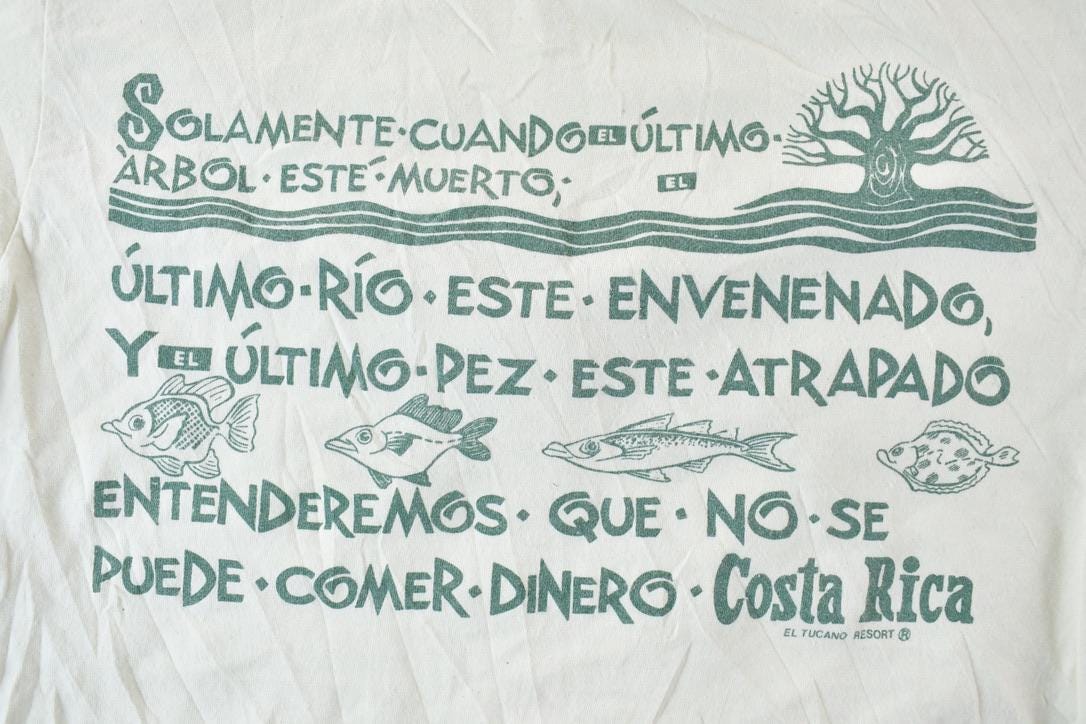 Vintage 1990s Costa Rica Fishing Souvenir T-Shirt