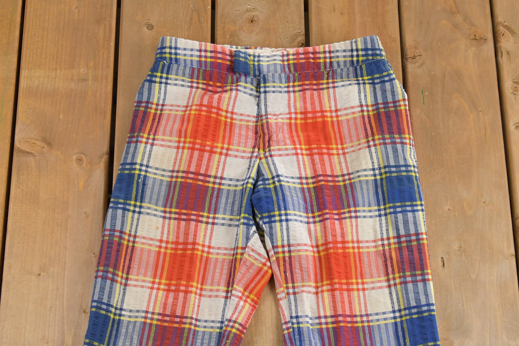 Vintage 1970s Flared Plaid Pants Size 28 x 30.5