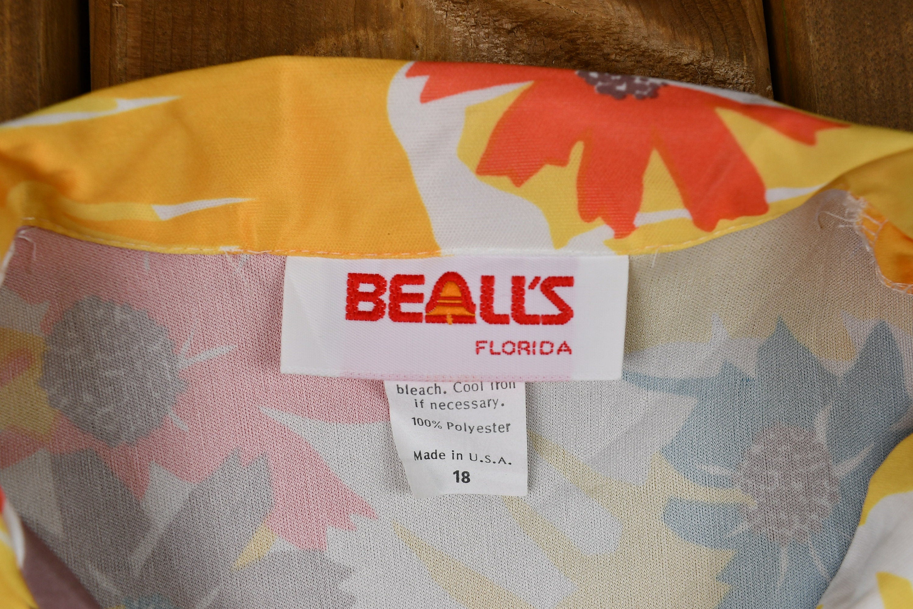 Vintage 1970s Rainbow Abstract Floral Print Button-Up Blouse