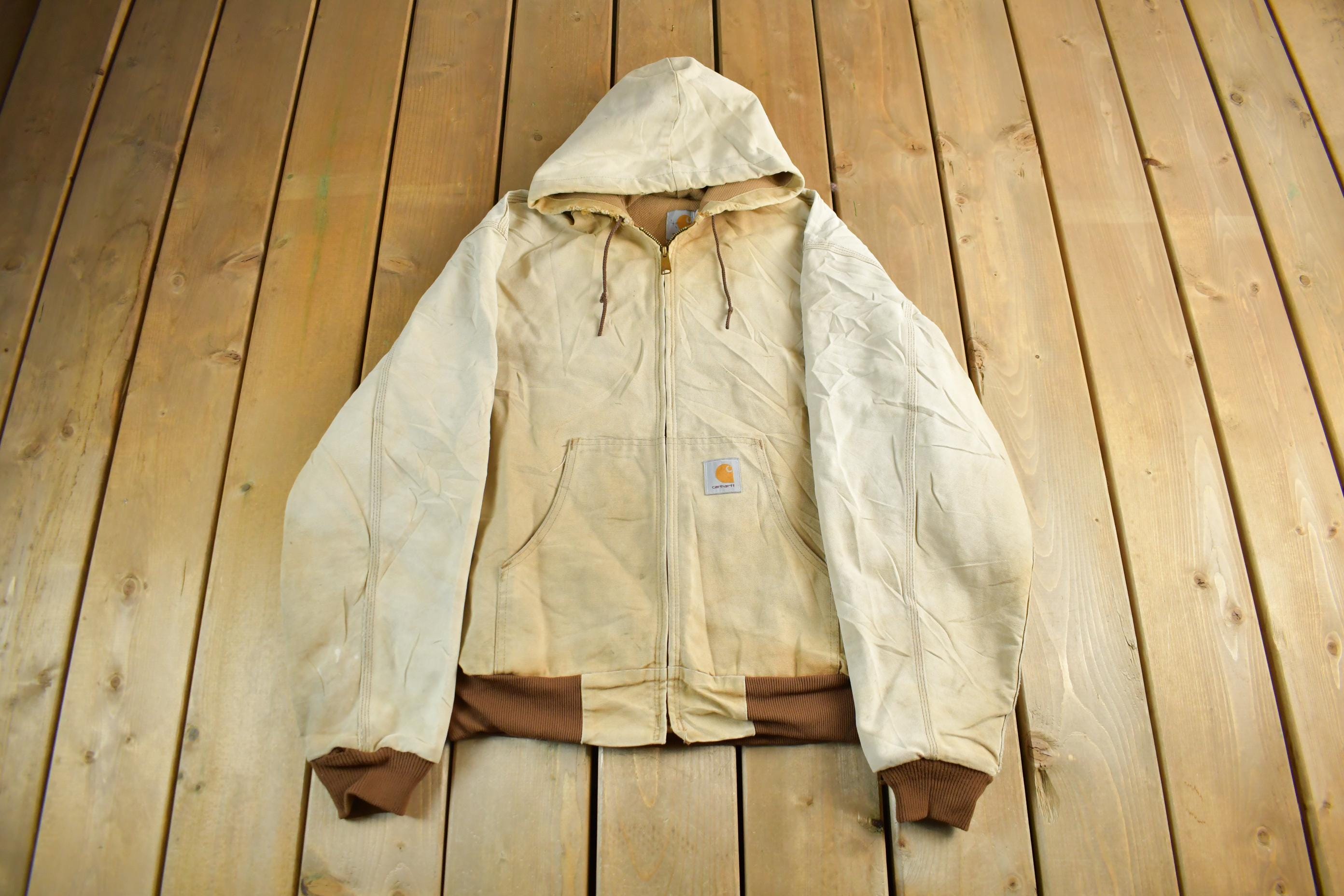 Vintage 1980s Sun Faded Carhartt Canvas Hooded Jacket Men's XL