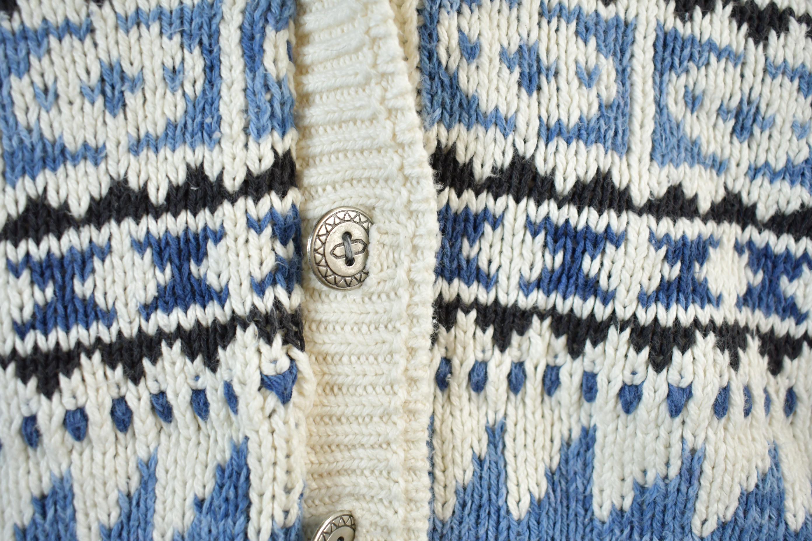 Vintage 1990s Eddie Bauer Knit Cardigan Sweater Men's Large  Abstract Pattern Nordic  90s Knitted Top  Outdoors  Made in USA