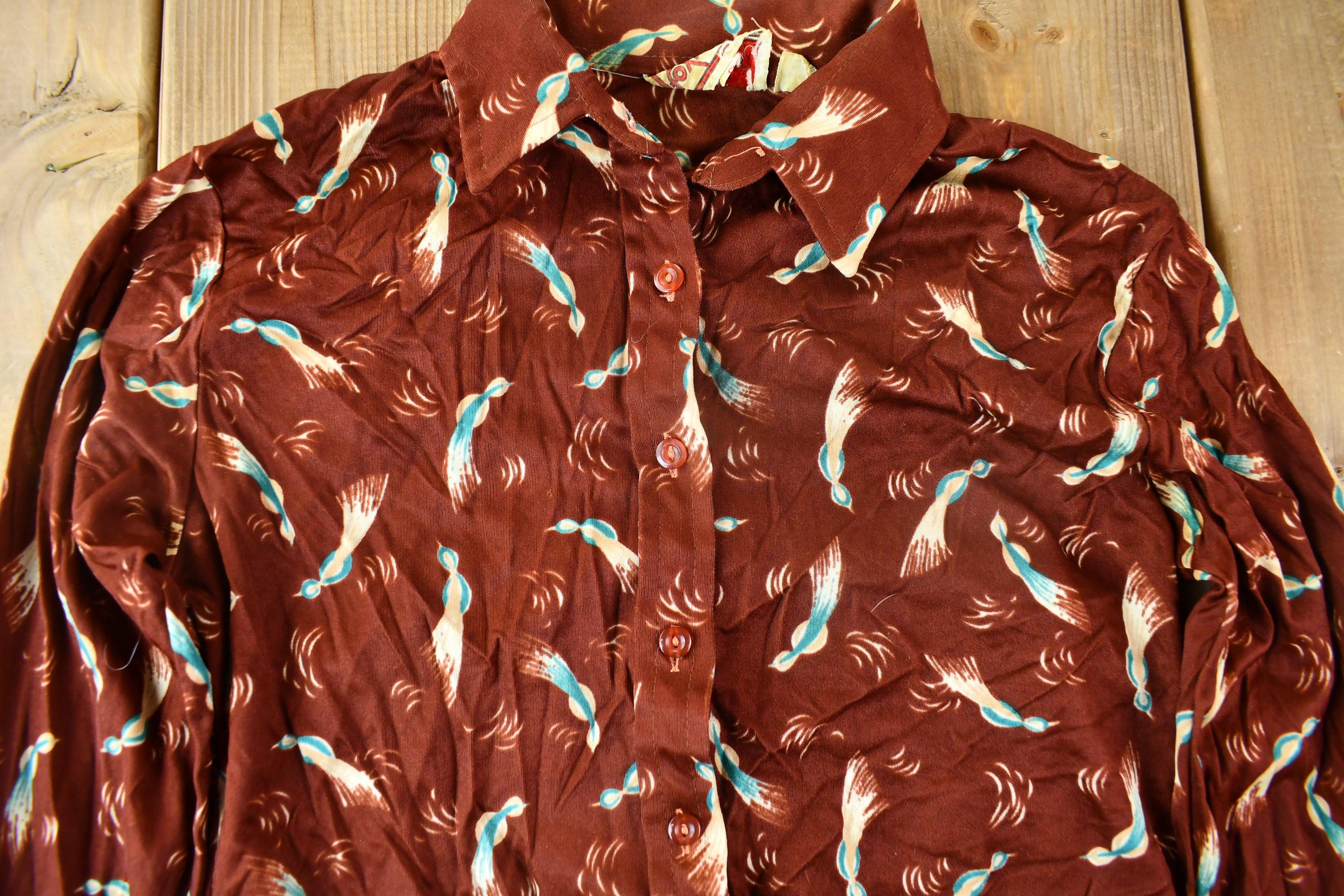 Vintage 1970s All Over Print Psychedelic StyleBlouse