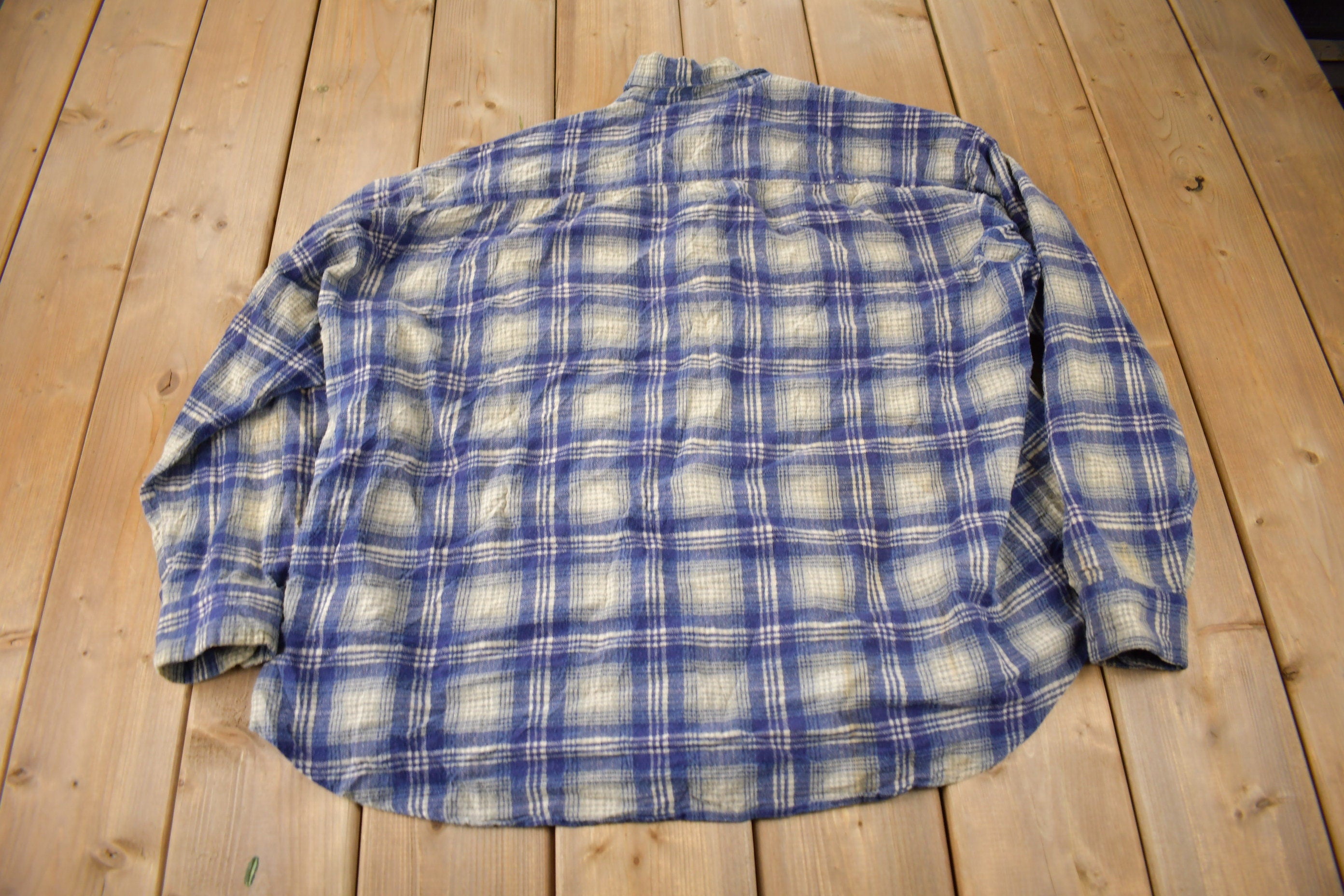 Vintage 1990s Sierra Pacific Distressed Plaid Button Up Flannel Shirt Size XL