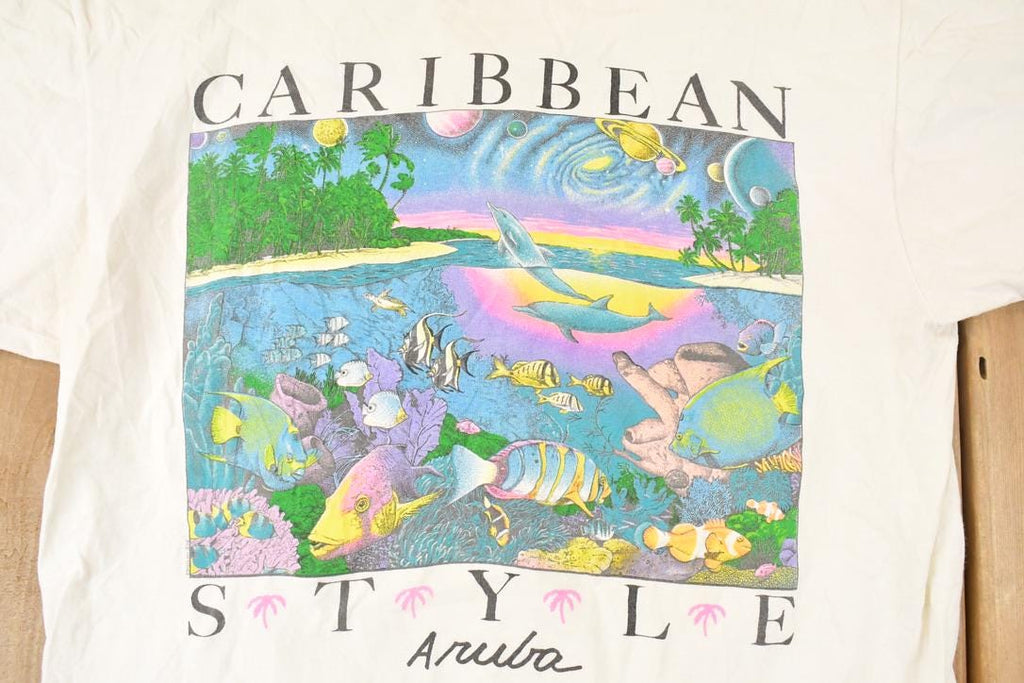 Vintage 1990s Caribbean Style Aruba Souvenir Travel T-Shirt Men's M