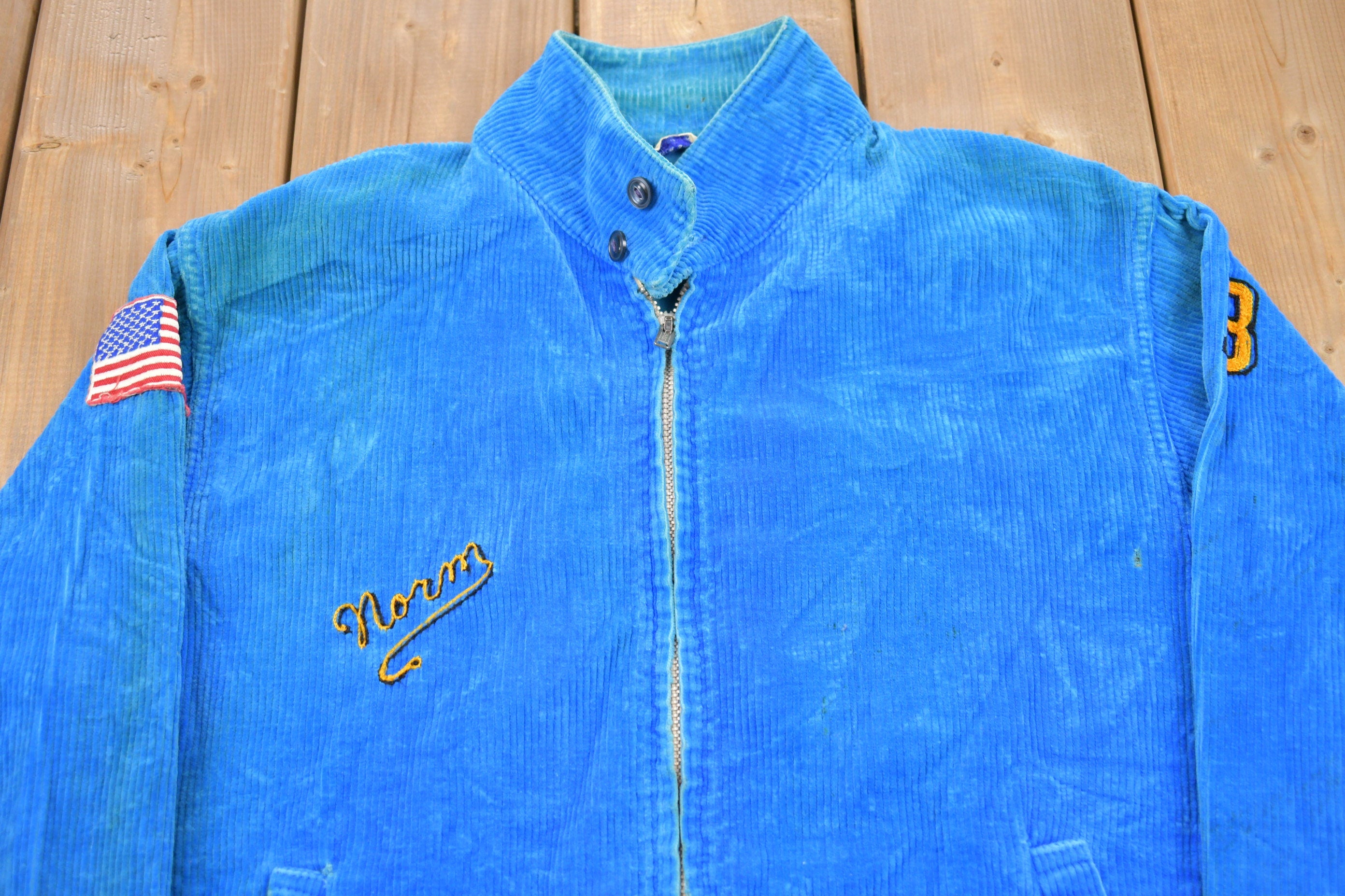 Vintage 1950s Nies Auto Racing Team Corduroy Café Racer Jacket