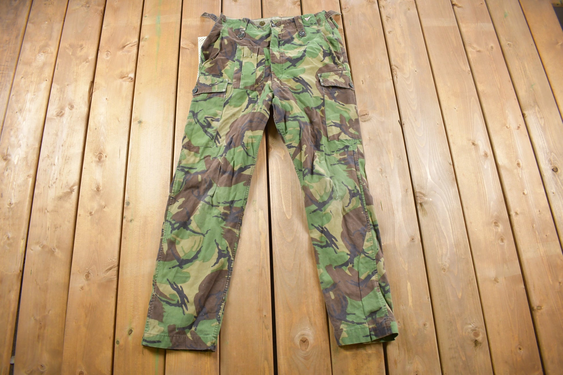 Vintage 1980s Army Woodland Military Camouflage Cargo Pants Size 31 x 30