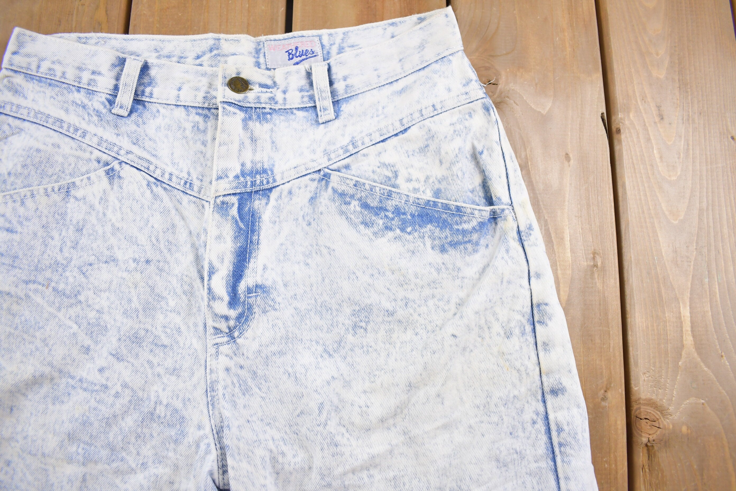 Vintage 1990's Weathered Blues Acid Wash Women's Jeans 30 x 28