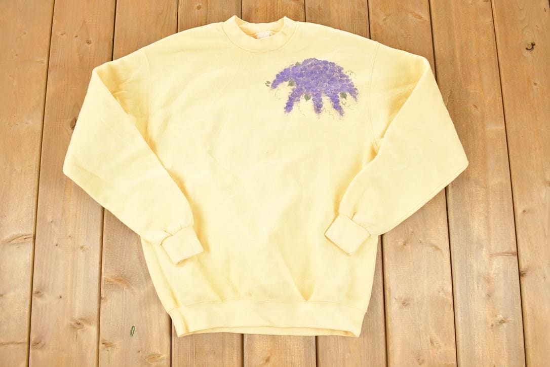 Vintage 1990s Wine Grapes Cute Crewneck Sweatshirt Women's L