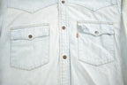 Vintage 1990s Levis Denim Orange Tab Blank Button Up Shirt Made In USA