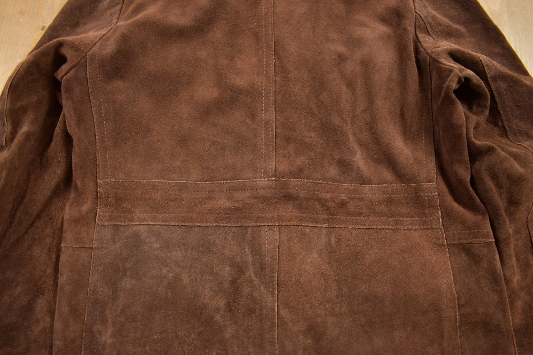 Vintage 1980s The Leader Suede Leather Jacket / Fall Outerwear / Leather Coat / Vintage Suede / Made In Canada / Suede Jacket
