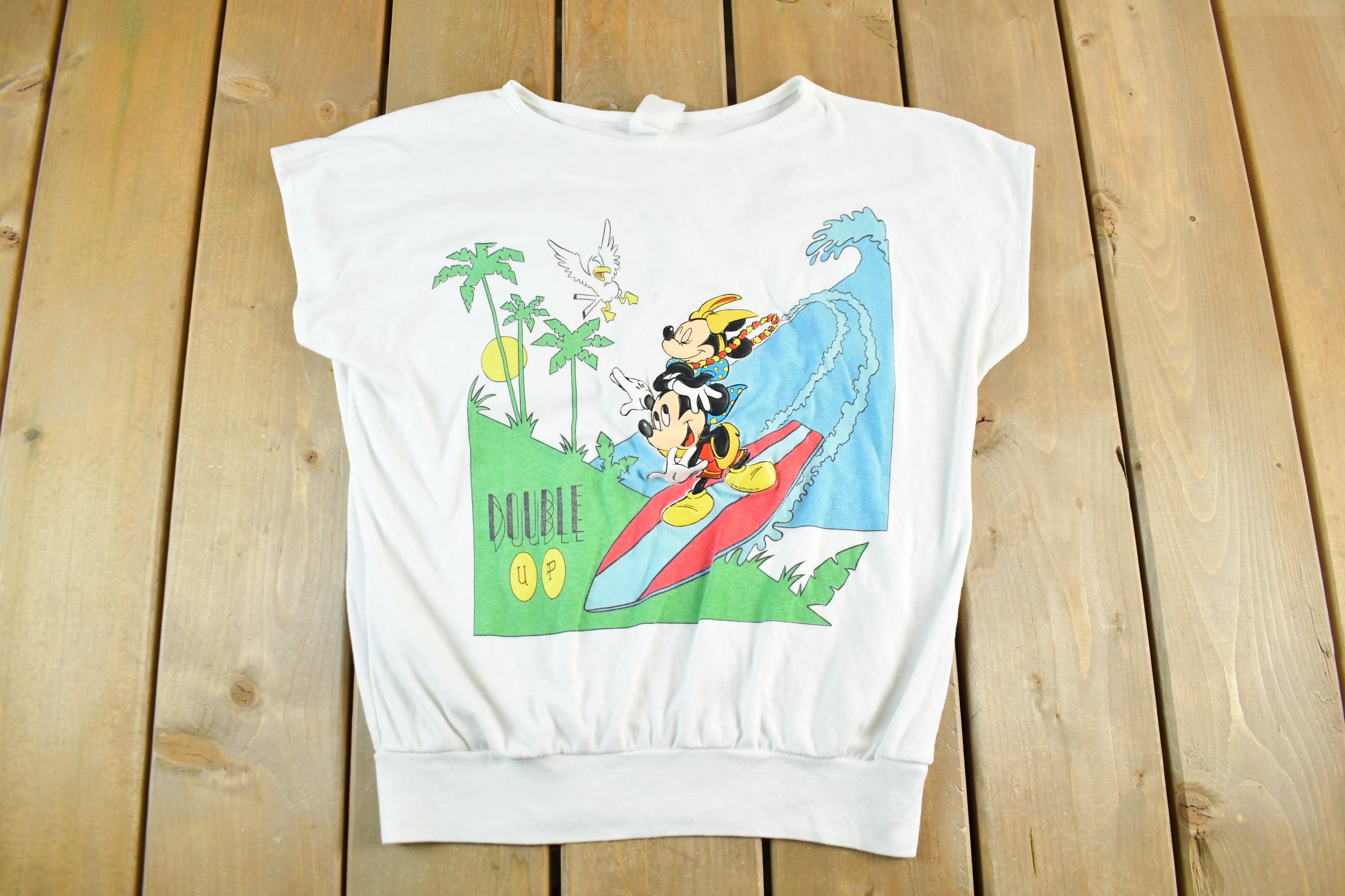 Vintage 1980s Mickey Mouse Surfing Sleeveless Vest Sweatshirt Women's Medium