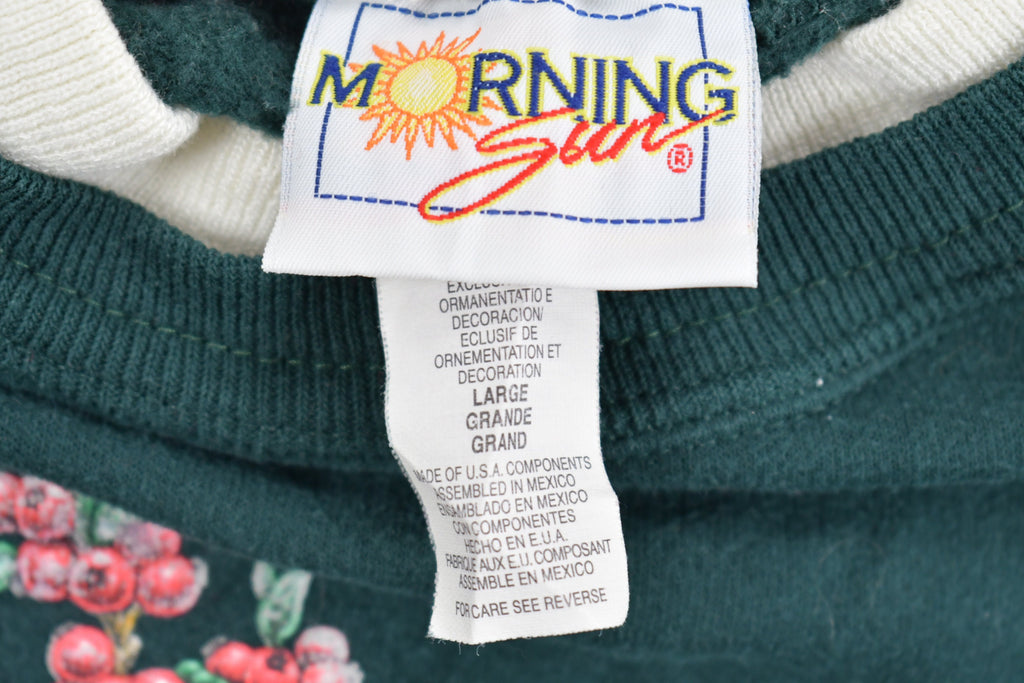 Vintage 1990s Morning Sun Bird Crewneck / Flowers / Nature Print / Vintage Sweatshirt / Animal Print / Wilderness / Double Collar