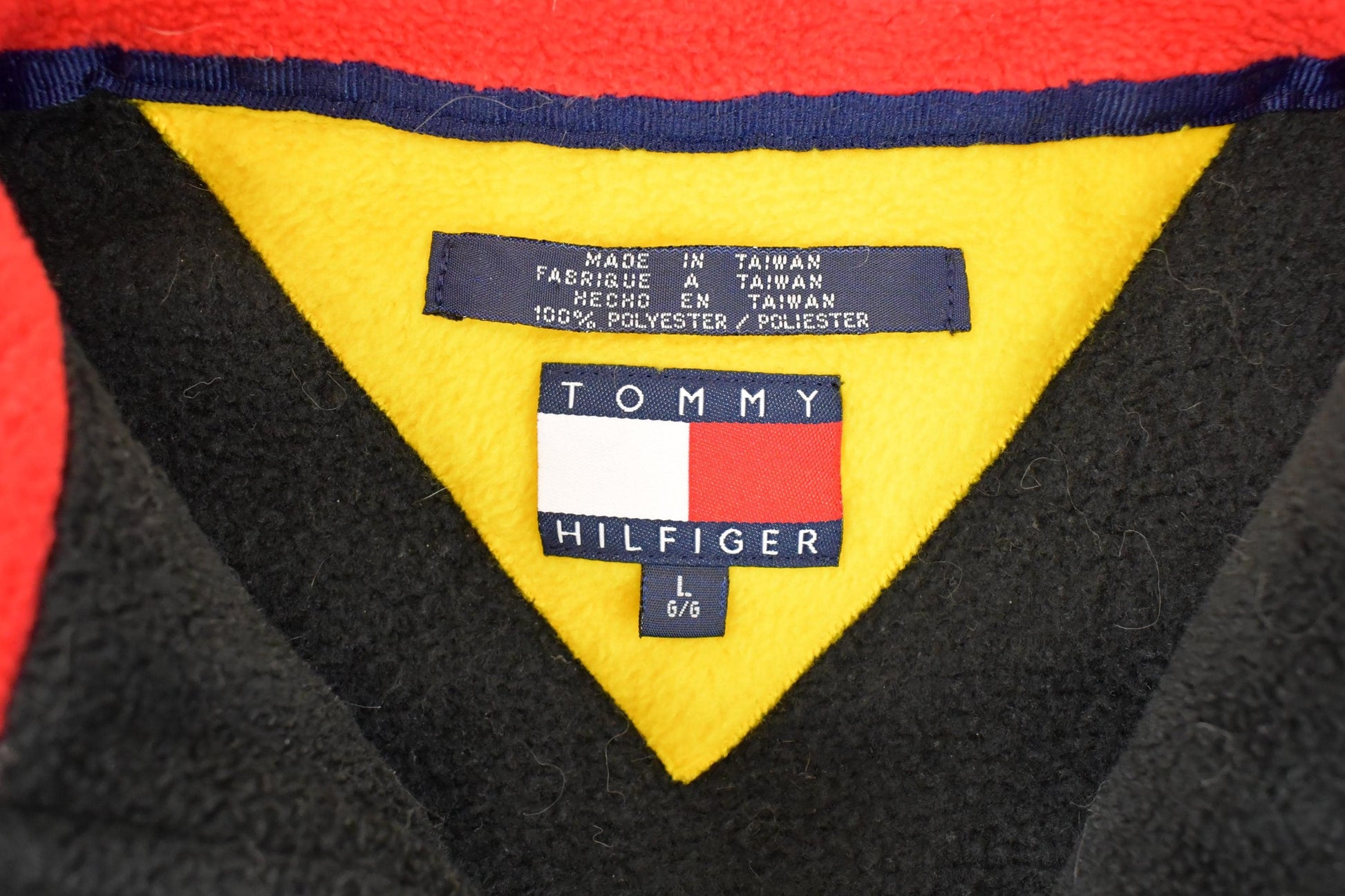 Vintage 1990s Tommy Hilfiger Quarter Zip Fleece Outdoorsman Sweater Men's L  90s Winter Sweatshirt  Fleece Hiking Zip up