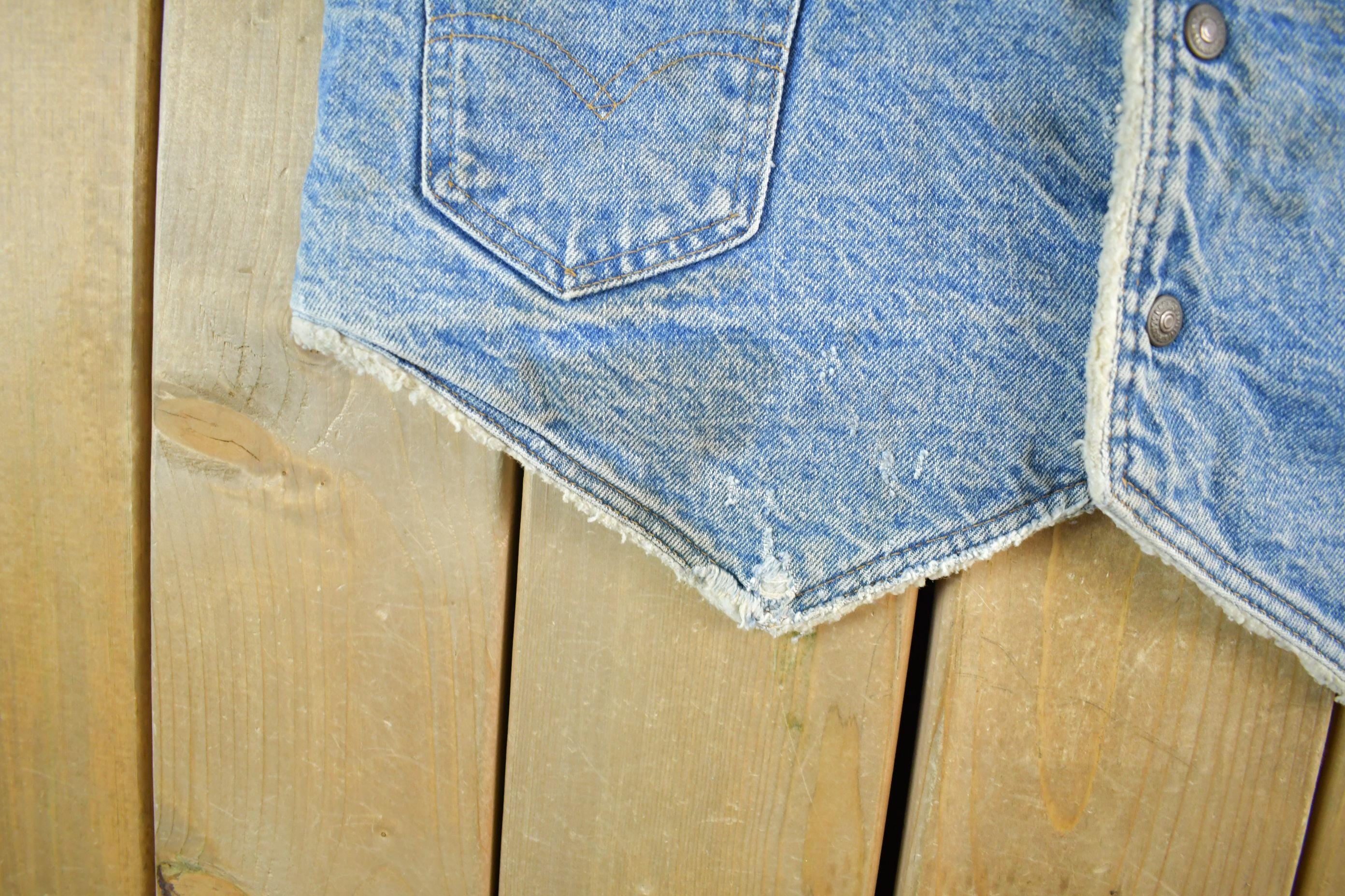 Vintage 1980s Levi's Orange Tab Sherpa Lined Denim Jean Vest Men's S-M