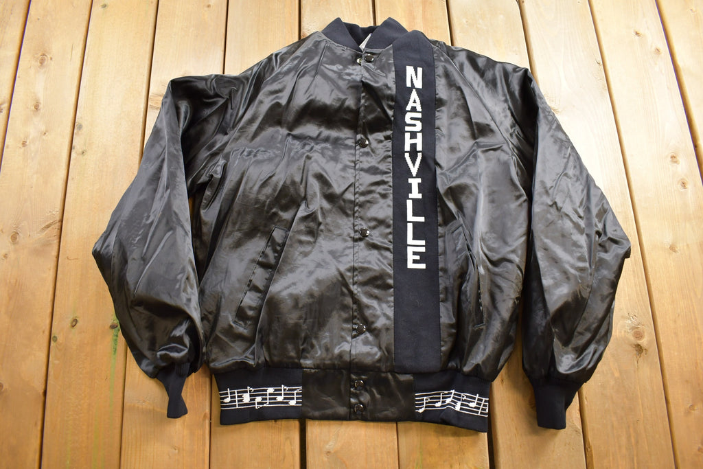 Vintage 1980s West Ark Nashville Music City Satin Bomber Jacket