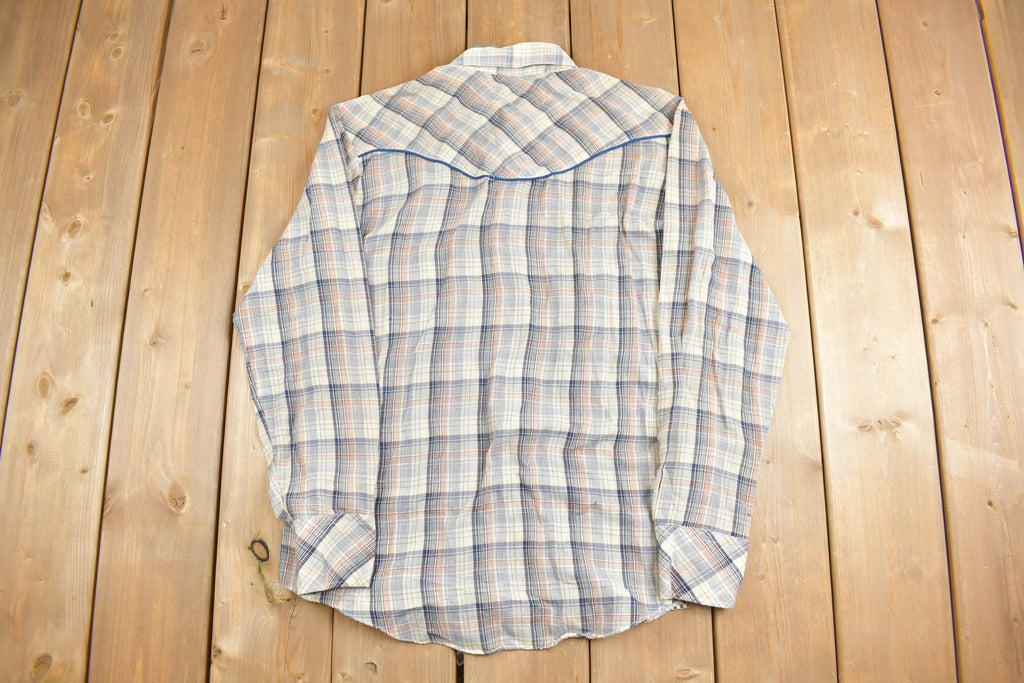 Vintage 1970s BJ - R Southwestern Plaid Button Up Shirt  Rodeo Shirt  Cowboy Shirt  Flannel Shirt  South Western  True Vintage