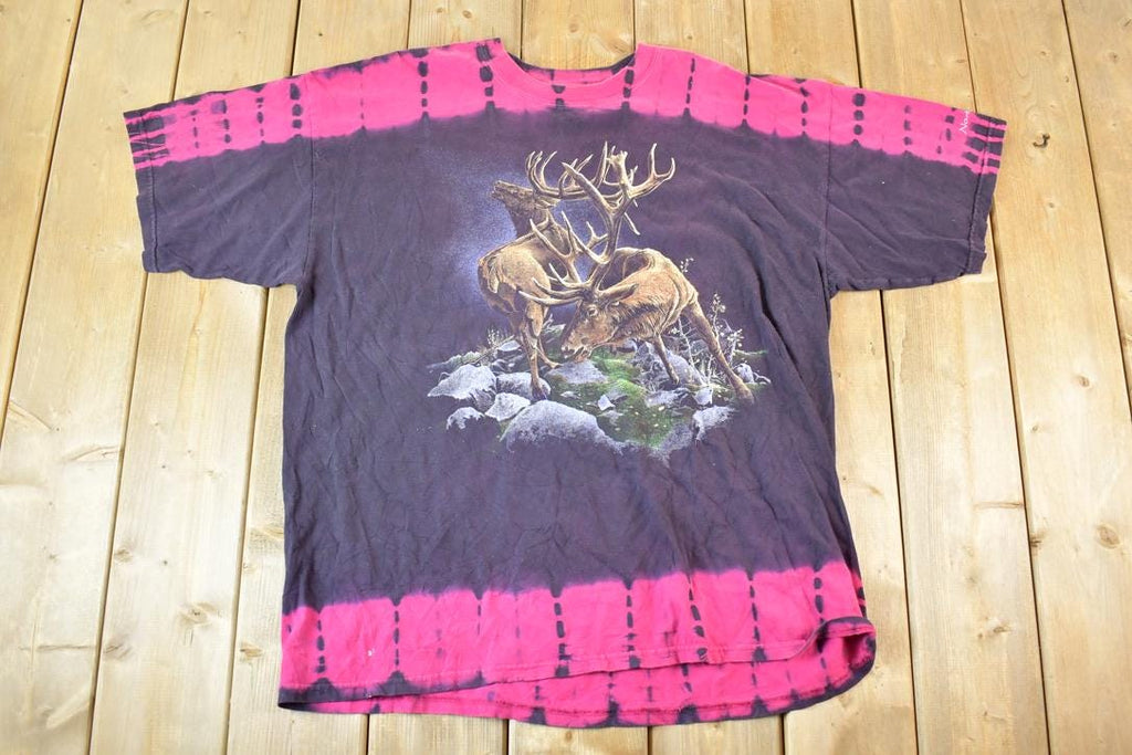 Vintage 1990s Ragtops Big Buck Outdoorsman Tie Dye T-Shirt Mens L