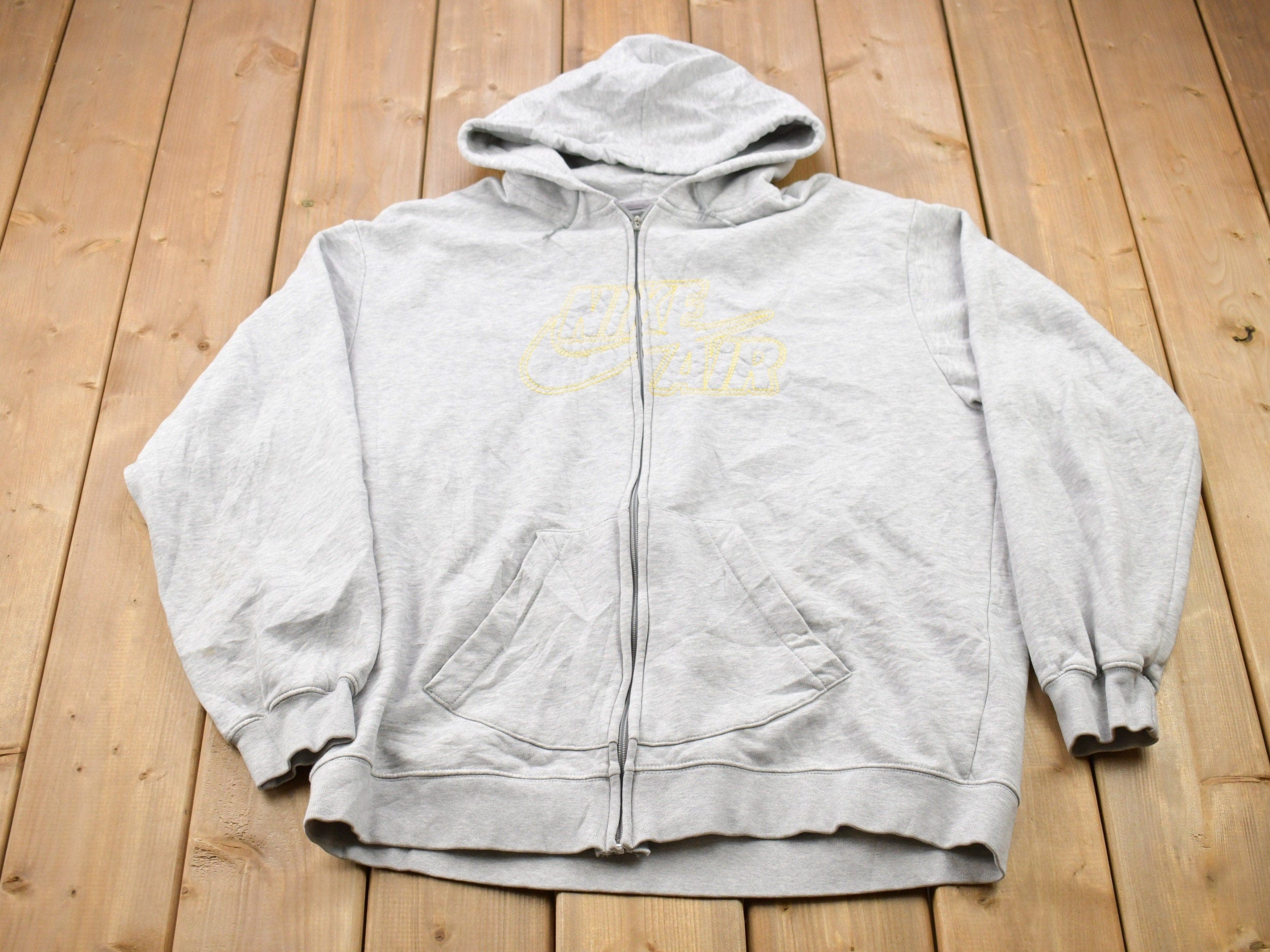 Vintage 1990s Nike Air Embroidered Mini Swoosh Hooded Sweatshirt