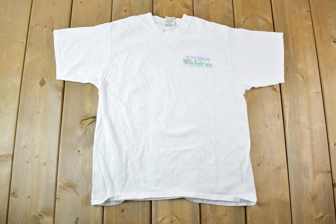 Vintage 1999 Florida Bicycle Safari Souvenir Single Stitch Graphic Print T-Shirt Made In USA