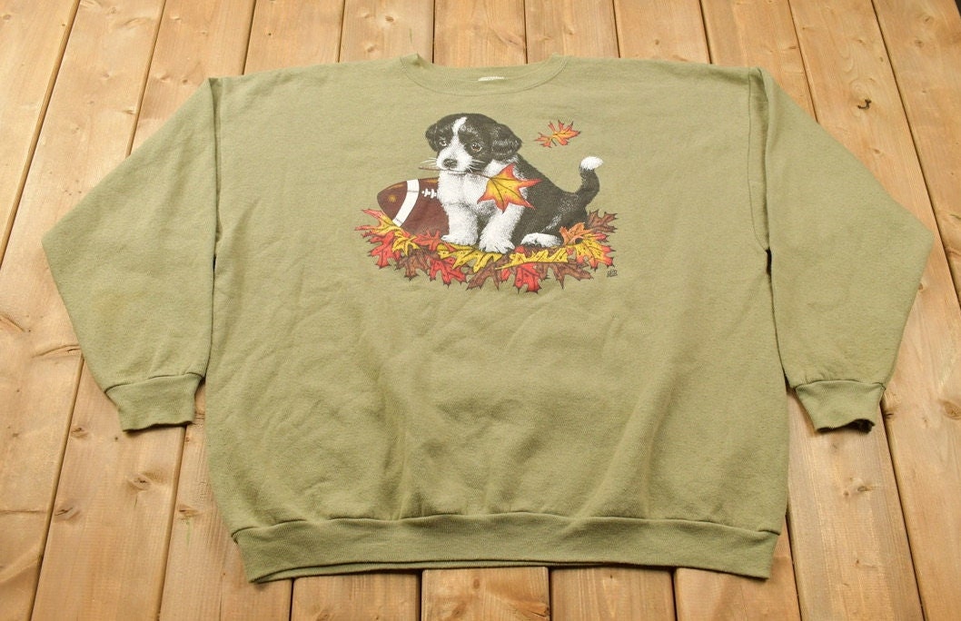 Vintage 1990s Puppy Dog Theme Crewneck Sweater
