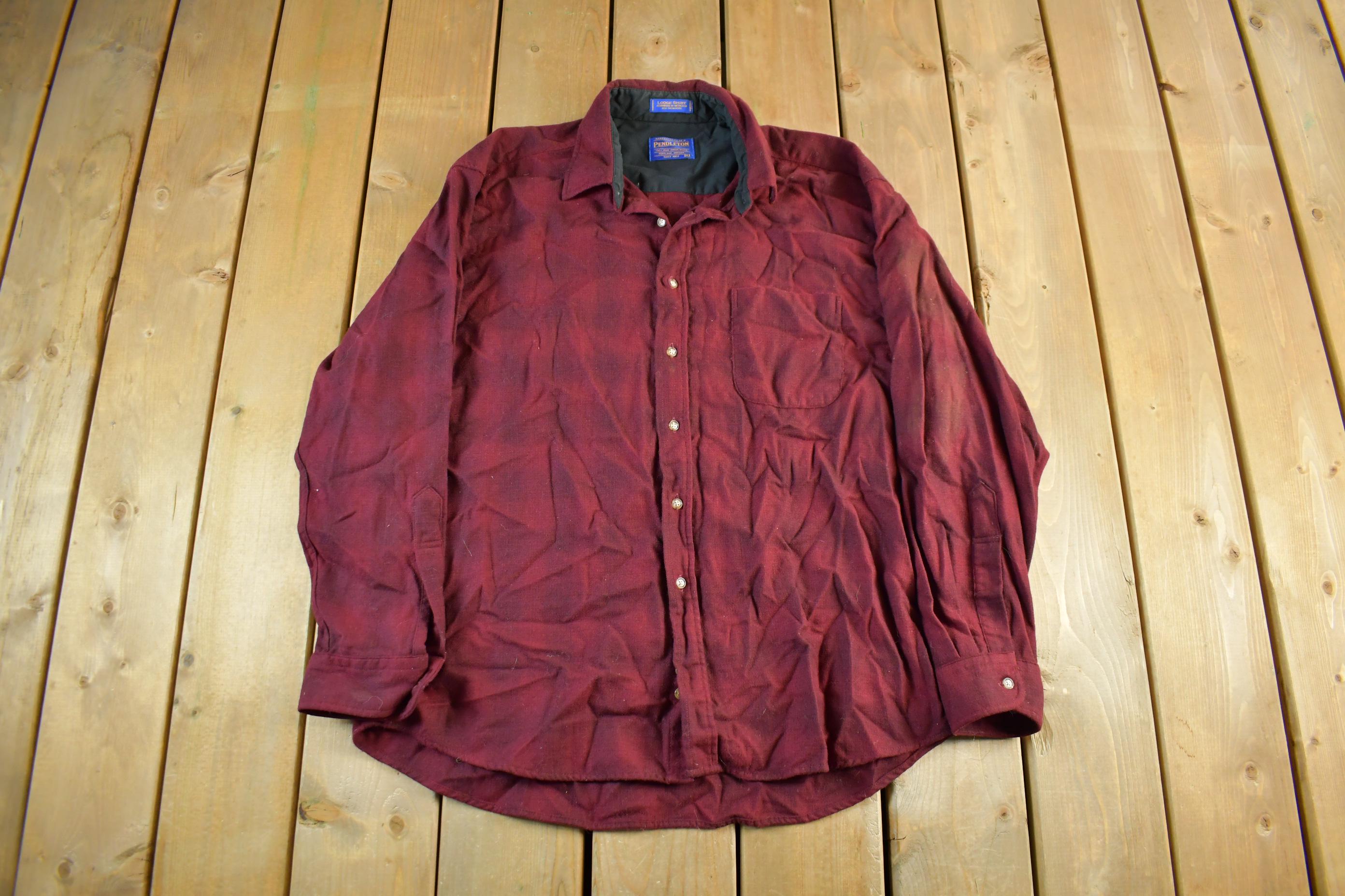 Vintage 1990s Pendleton Wool Plaid Button Up Shirt Men's XL