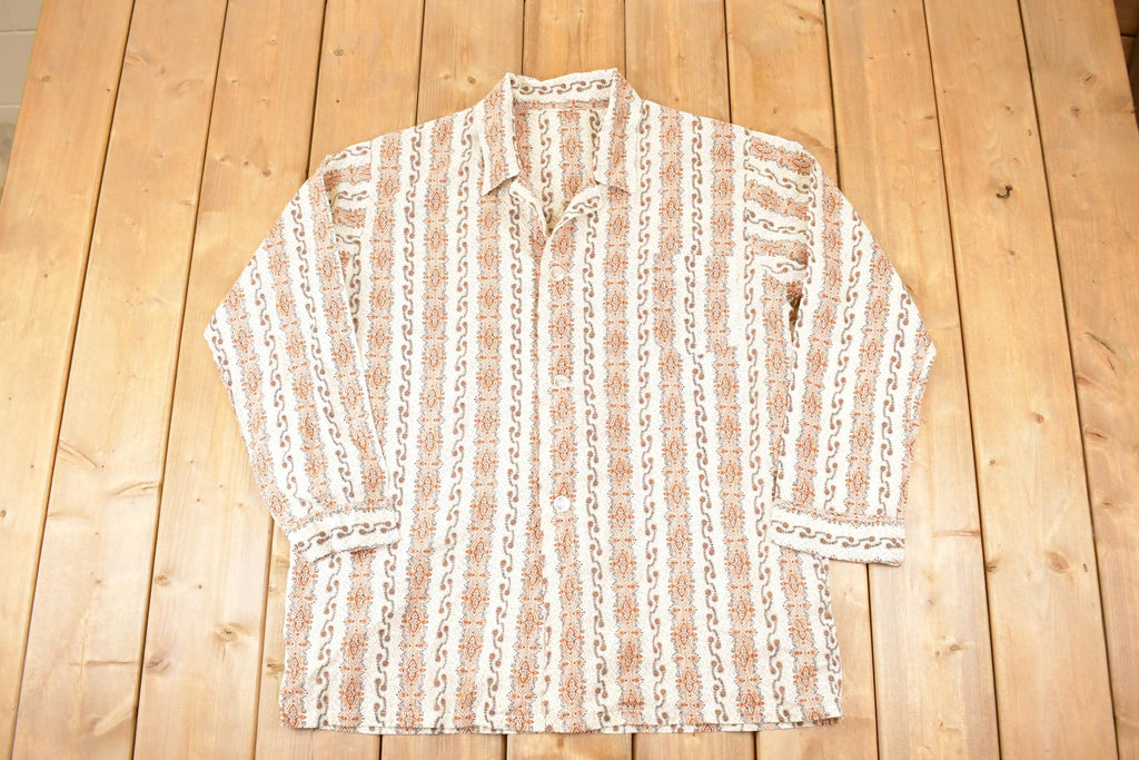 Vintage 1980s Boho Hippie Button Up Shirt Men's L