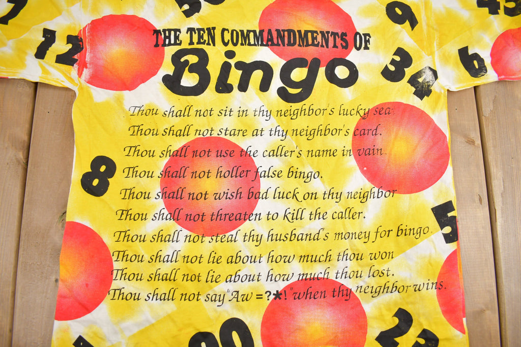 Vintage 1990s The Ten Commandments Of Bingo Graphic T Shirt