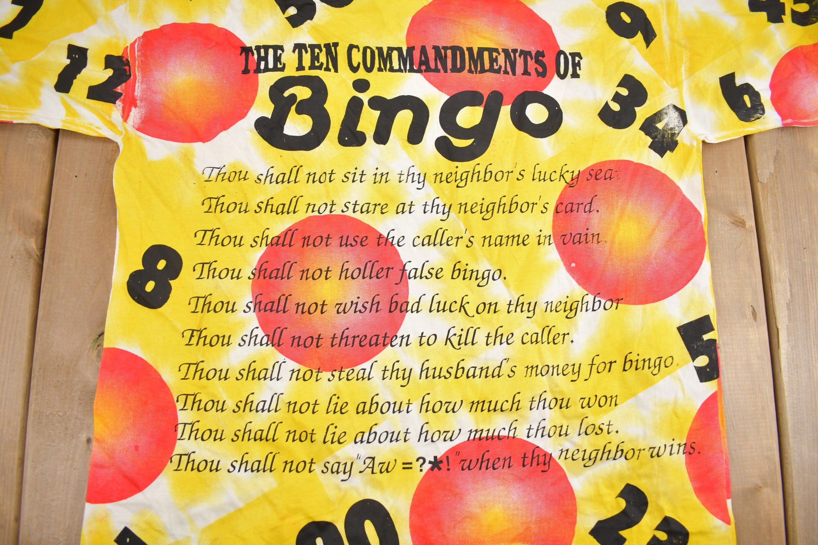 Vintage 1990s The Ten Commandments Of Bingo Graphic T Shirt